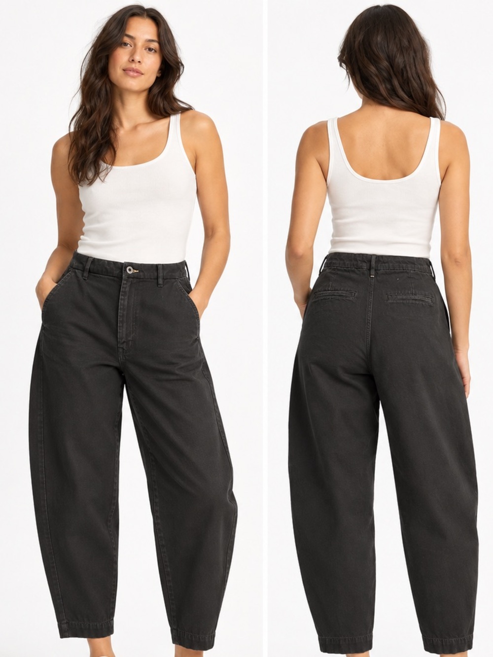 Everlane The Arc Canvas Pant Curved Barrel Leg Black 100% Cotton